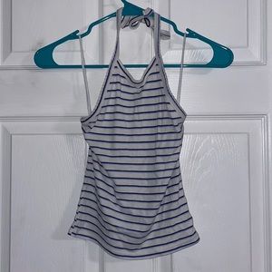 American Eagle Blue and White Stripe Halter Tank Top XS